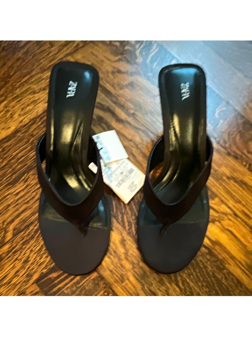 ZARA Women's Black Thong Wedge Slip-On Satin Sandal US 8 EU 39 UK 6 3330/710/800